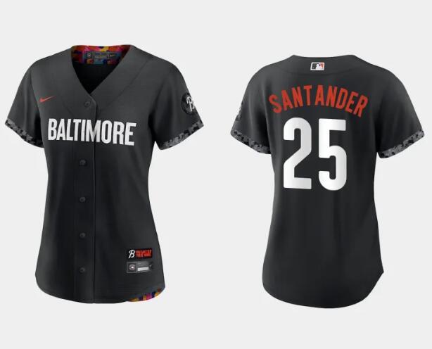 Women's Baltimore Orioles #25 Anthony Santander Black 2023 City Connect Stitched Baseball Jersey(Run Small)